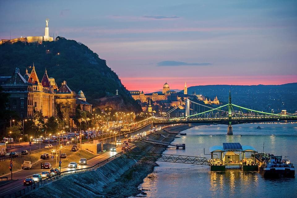 Budapest at night in winter